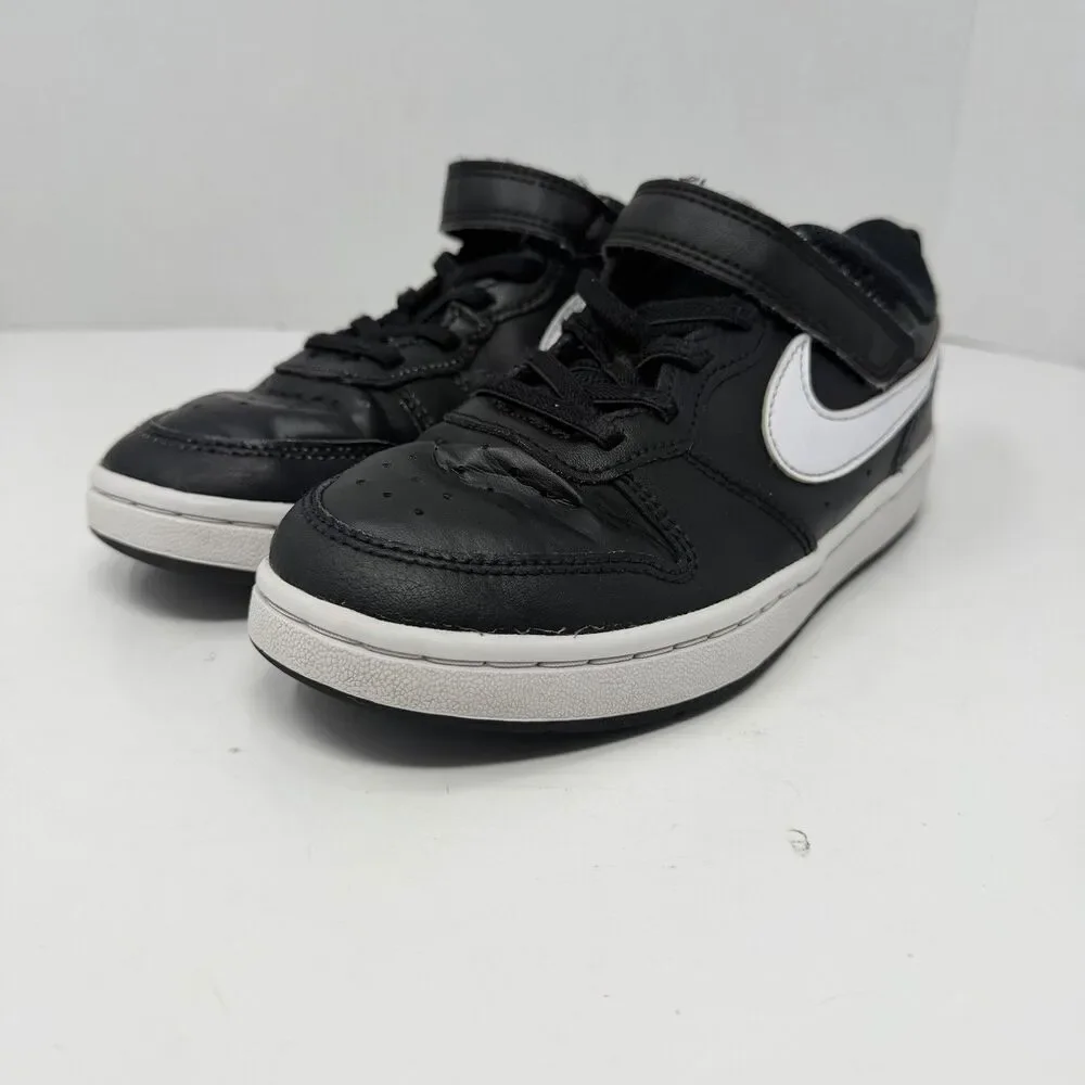 NIKE Court Borough Low 2 BQ551-002 Boy’s 2Y Black White Shoes Sneakers Low Top